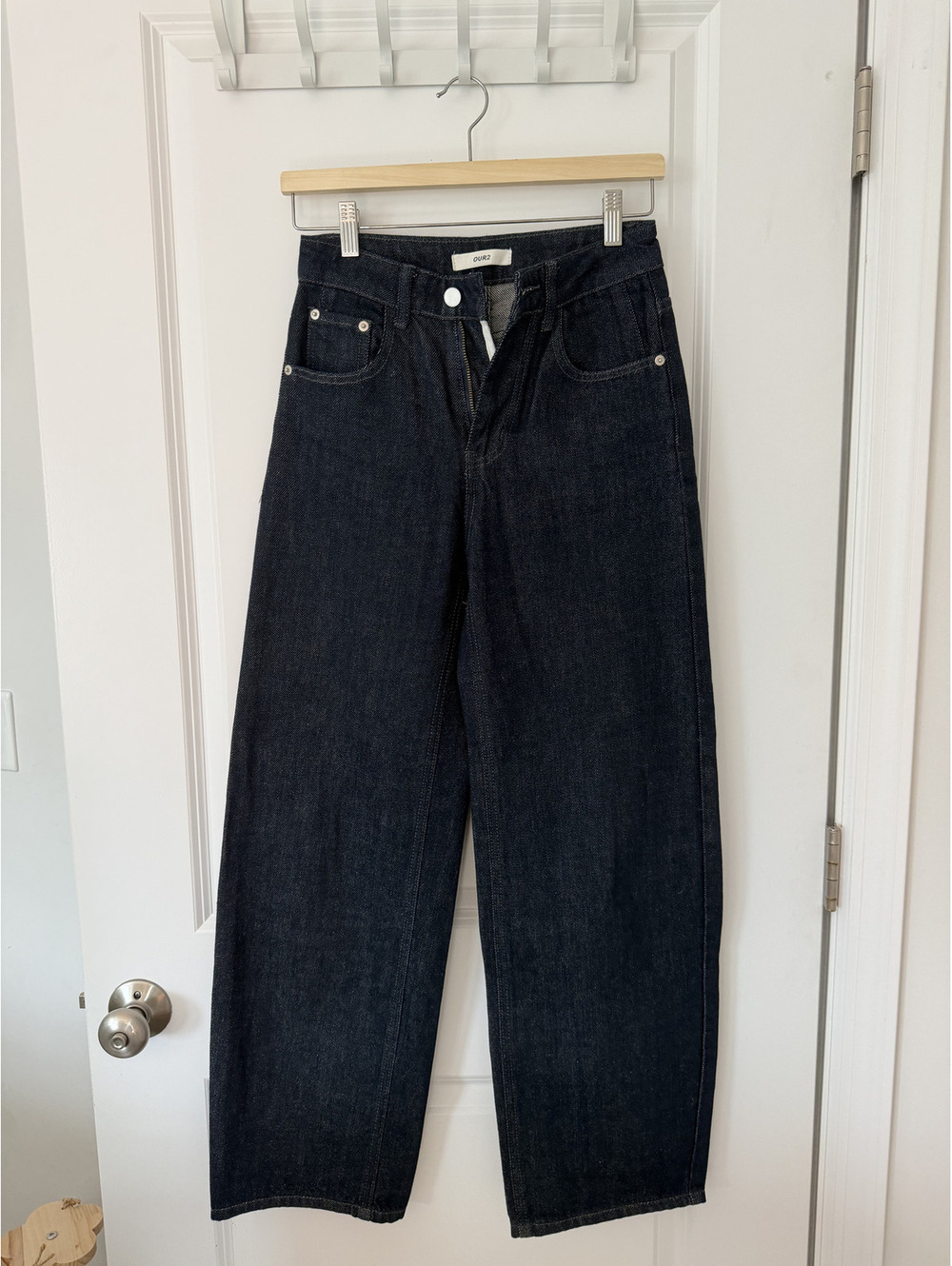 OUR2 Dark Wash High-Waisted Straight Leg Jeans